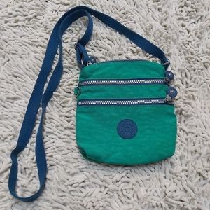 Kipling green & blue small cross body bag